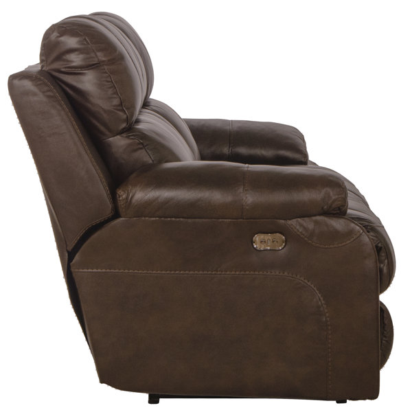 Lark Manor Akylah 90" Leather Match Pillow Top Arm Reclining Sofa